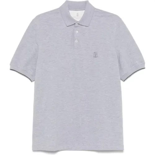 Graues Baumwollpolo mit Wappenlogo , Herren, Größe: XL - BRUNELLO CUCINELLI - Modalova