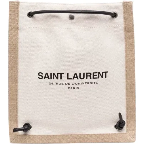 Stilvoller weißer Rucksack mit Reißverschlusstasche - Saint Laurent - Modalova