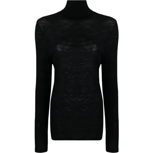 Stretch-Woll Rollkragen T-Shirt , Damen, Größe: M - Saint Laurent - Modalova