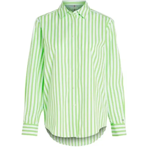 Striped Casual Cotton Poplin Shirt , female, Sizes: S - Tommy Hilfiger - Modalova