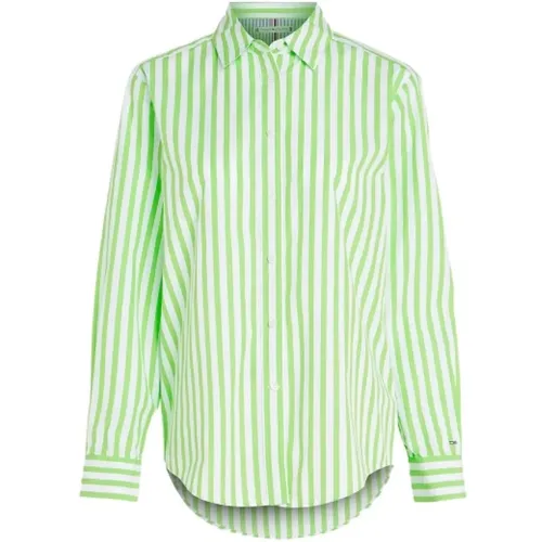 Striped Casual Cotton Poplin Shirt , female, Sizes: XS, S - Tommy Hilfiger - Modalova