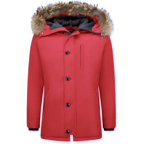 Winter Jacket for Men Long - Large Fur Collar - Exclusive Parka , male, Sizes: L - Enos - Modalova