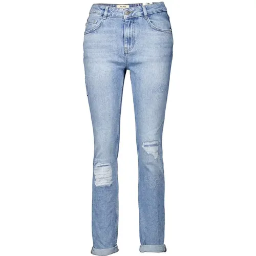 Blaue Cropped Jeans mit Zerstörten Details , Damen, Größe: W29 - MOS MOSH - Modalova