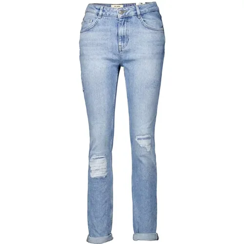 Blaue Cropped Jeans mit Zerstörten Details , Damen, Größe: W31 - MOS MOSH - Modalova