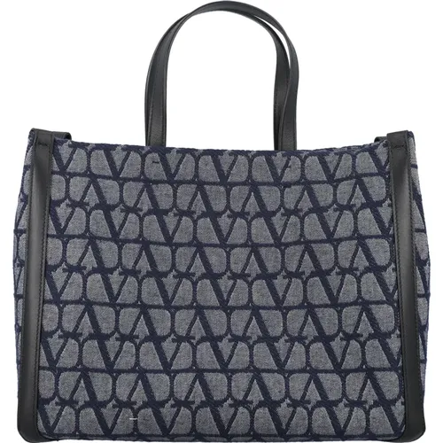 Blaue Shopper-Tasche mit Denim-Effekt - Valentino Garavani - Modalova