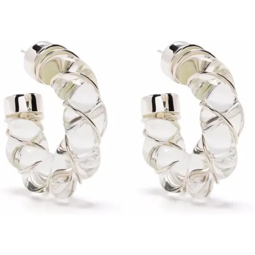 Transparent Glass and Sterling Silver Earrings , female, Sizes: ONE SIZE - Bottega Veneta - Modalova
