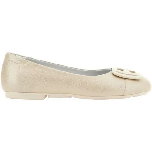 Beige Leder Ballerina , Damen, Größe: 36 EU - Hogan - Modalova