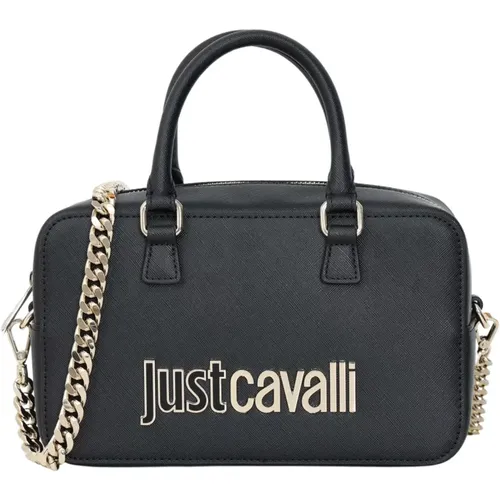 Schwarze Umhängetasche mit zweifarbigem Logo - Just Cavalli - Modalova