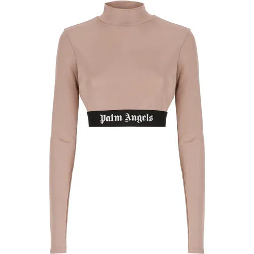 Rosa Geripptes Crop T-Shirt - Palm Angels - Modalova