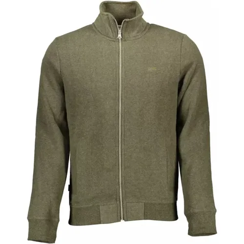 Grnes Sweatshirt mit Reiverschluss und Stickerei , Herren, Größe: S - Superdry - Modalova