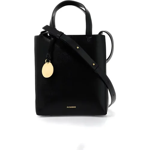 Gold Logo Leather Tote Bag , female, Sizes: ONE SIZE - Jil Sander - Modalova