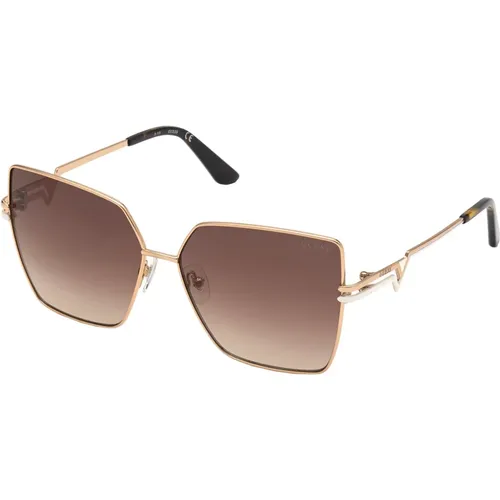 Rose Gold/Brown Shaded Sunglasses , female, Sizes: 61 MM - Guess - Modalova
