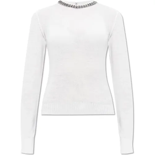 Sweater with decorative chain at neckline , female, Sizes: M, XS, S - Stella Mccartney - Modalova