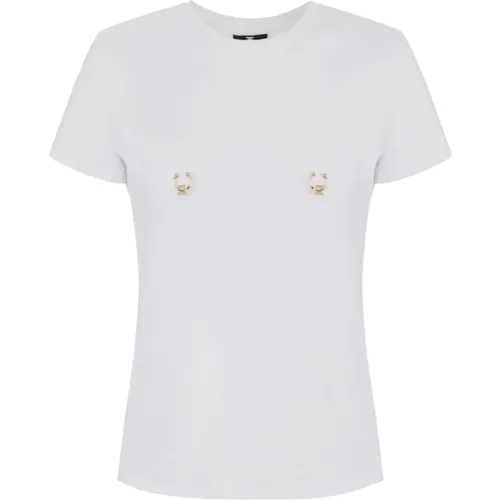 Damen T-Shirt Set in Elfenbein , Damen, Größe: L - Elisabetta Franchi - Modalova