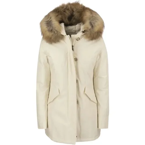 Coat with Detachable Fur Hood , female, Sizes: M, S - Woolrich - Modalova