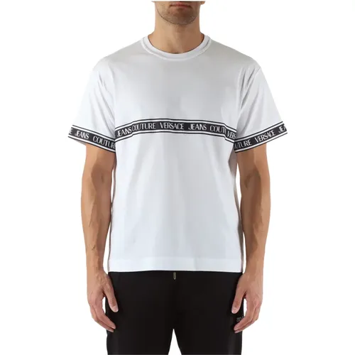 Cotton T-shirt with logo print , male, Sizes: M, XS, L, S - Versace Jeans Couture - Modalova