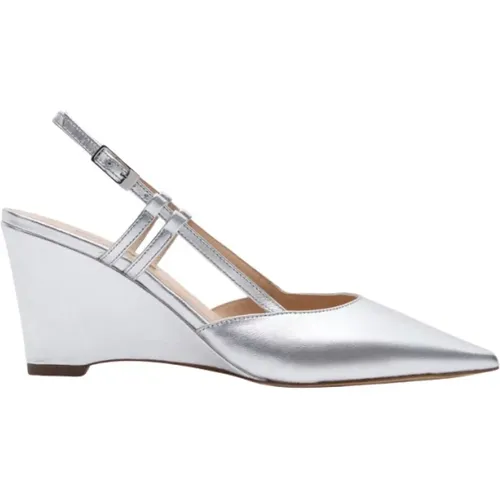 Silberne Leder Slingback Pumps , Damen, Größe: 40 EU - Parallele - Modalova