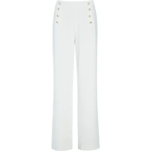 Slim Fit High Waisted White Pants with Brass Buttons , female, Sizes: S, XS - Dea Kudibal - Modalova