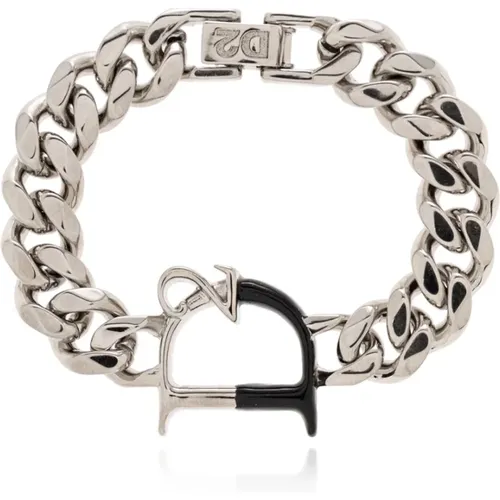 Statement Logo Bracelet Palladium/Black Metal , female, Sizes: S - Dsquared2 - Modalova