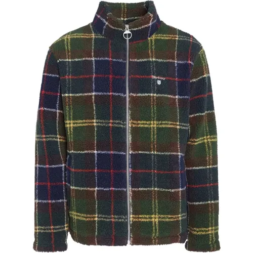 Tartan Fleece Zip Through Sweaters - Barbour - Modalova