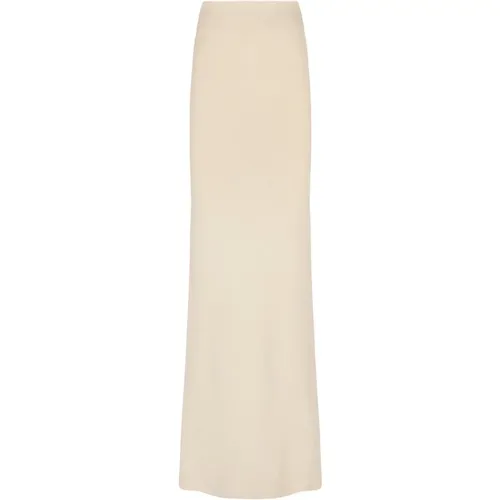 Silk Tussah Long Skirt Ivory , female, Sizes: L, XL, M - Cortana - Modalova