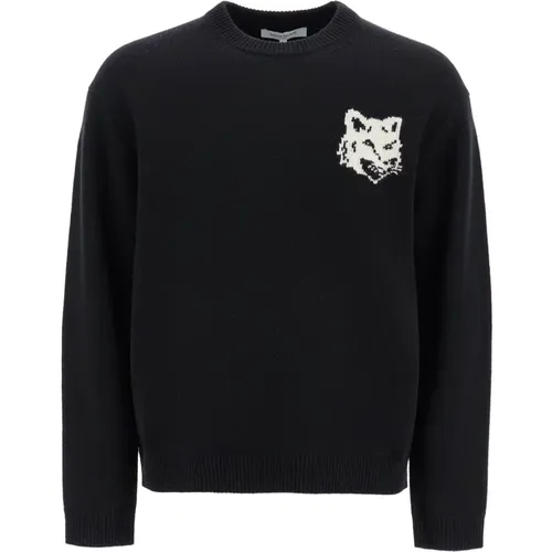 Fox Head Wool Sweater , male, Sizes: S, L, M, XL - Maison Kitsuné - Modalova