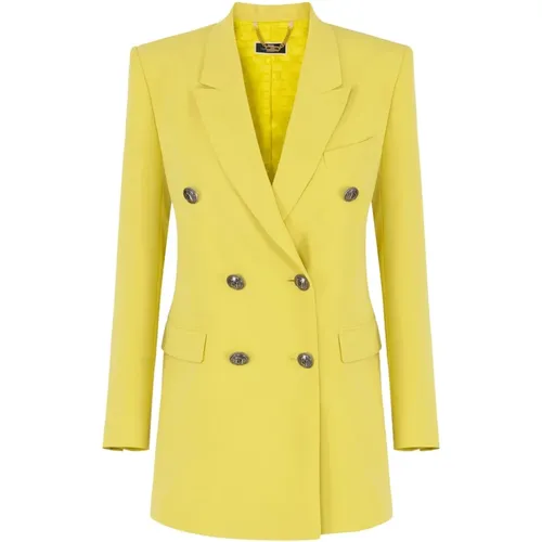 Double-Breasted Crêpe Blazer , female, Sizes: XS - Elisabetta Franchi - Modalova