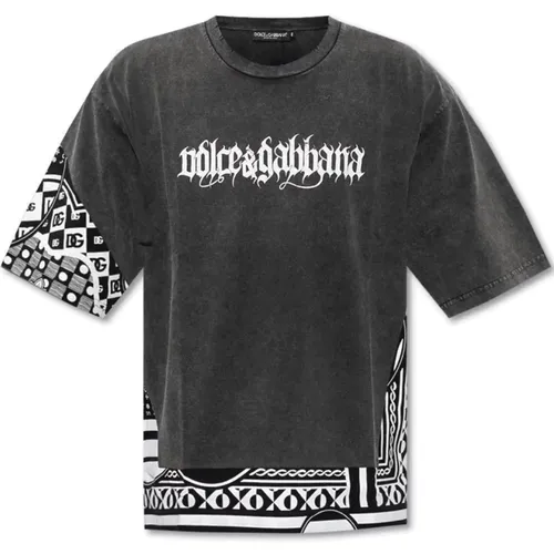 Logo Print Crewneck T-Shirt , Herren, Größe: L - Dolce & Gabbana - Modalova