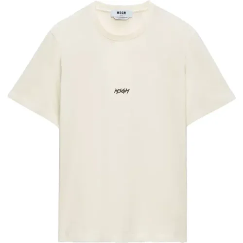 Logo Print Crew Neck T-shirt , male, Sizes: L, S, XL - Msgm - Modalova