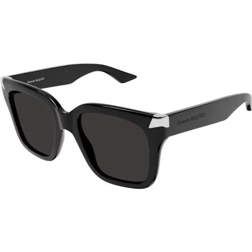 Schwarze Graue Sonnenbrille Am0440S 001 , unisex, Größe: 53 MM - alexander mcqueen - Modalova