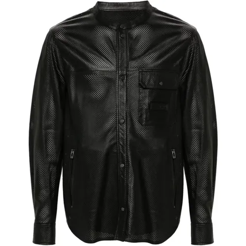 Lambskin Perforated Logo Jacket , male, Sizes: 3XL, M, S, L, 2XL, XL - Emporio Armani - Modalova