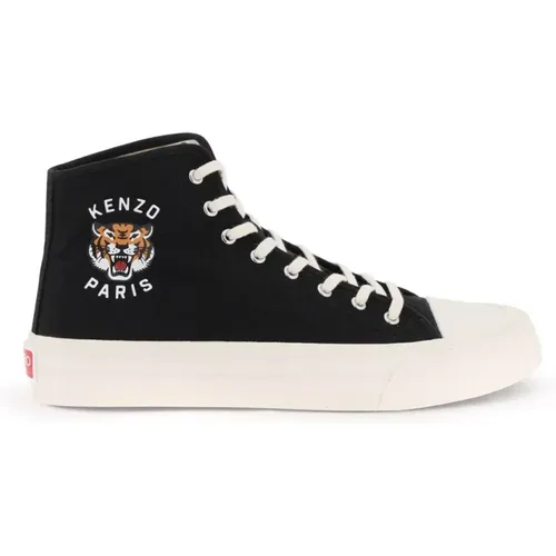 Canvas High-Top Sneakers mit Lucky Tiger Print , Herren, Größe: 40 EU - Kenzo - Modalova