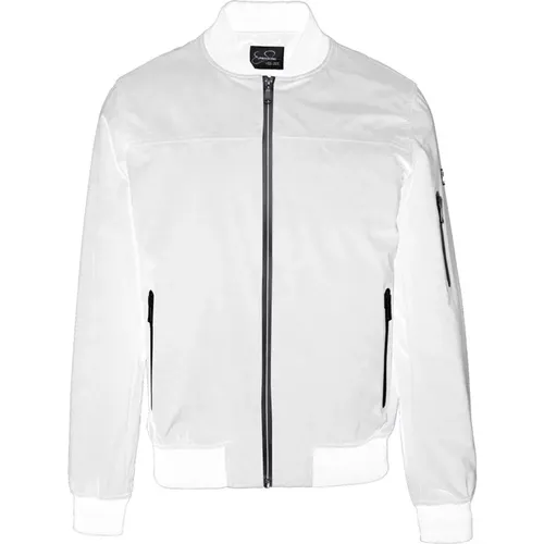 Weiße Windproof Nylon Bomber Jacket - YES ZEE - Modalova