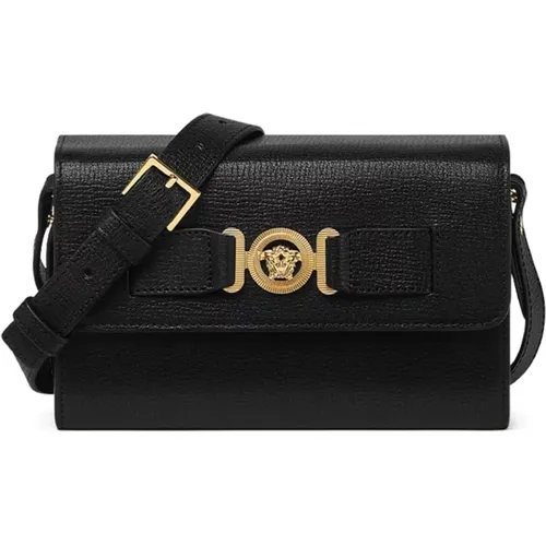 Leather Shoulder Bag with Medusa Head Motif , male, Sizes: ONE SIZE - Versace - Modalova