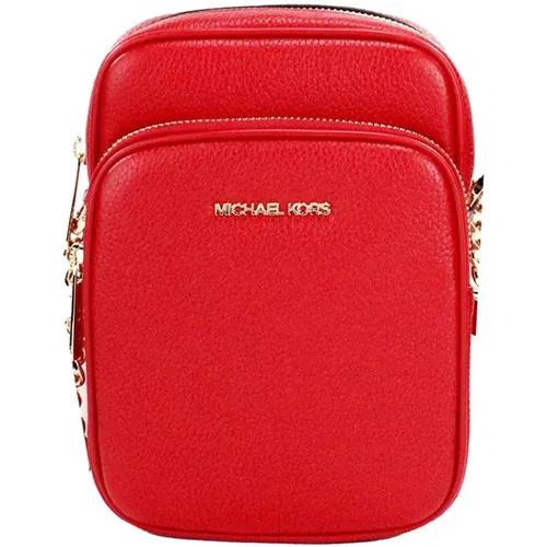 Rote Pebbled Leder Kette Crossbody Tasche , Damen, Größe: ONE Size - Michael Kors - Modalova