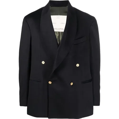 Double breasted shawl collar blazer , male, Sizes: L, XL - Giuliva Heritage - Modalova