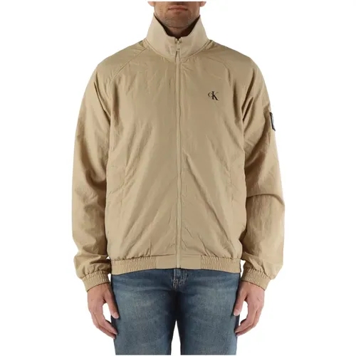 Technical fabric jacket with front logo print , male, Sizes: 2XL, M, S, XL, L - Calvin Klein Jeans - Modalova