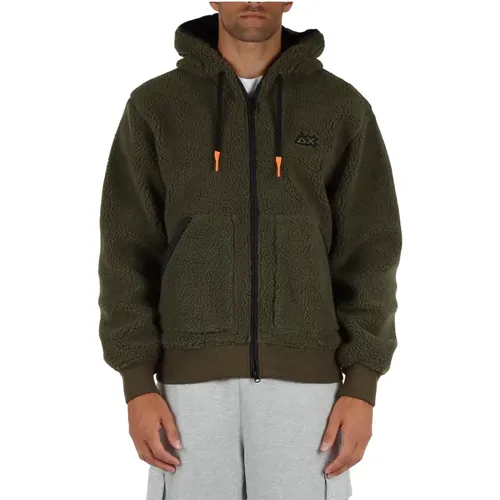 Sherpa Hoodie Sweatshirt with Embroidered Logo , male, Sizes: M, S, L, XL - Sun68 - Modalova