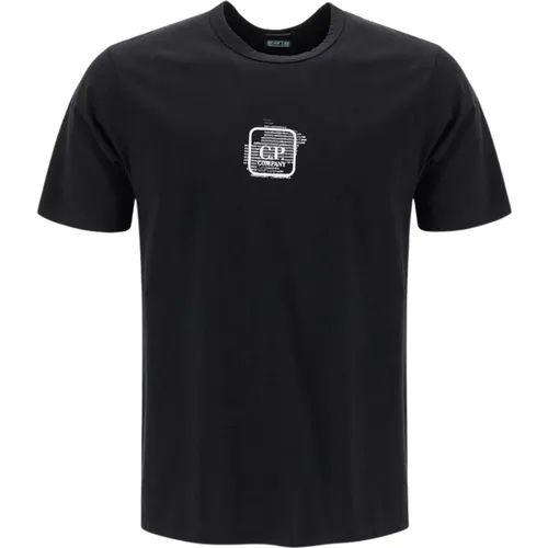 Schwarzes Baumwoll-T-Shirt Regular Fit - C.P. Company - Modalova