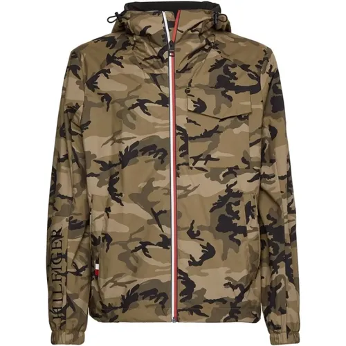 Men's Camouflage Hooded Jacket , male, Sizes: S - Tommy Hilfiger - Modalova