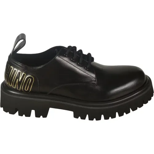 Schwarze flache Schuhe , Herren, Größe: 40 EU - Moschino - Modalova