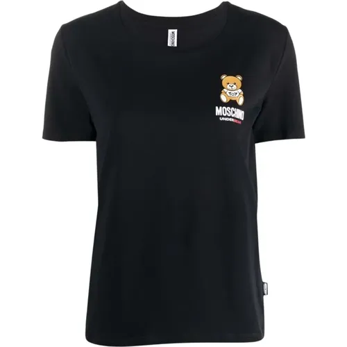 Schwarzes T-Shirt mit Teddybär-Print , Damen, Größe: M - Moschino - Modalova