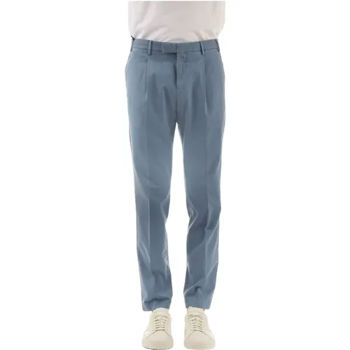 Micro Textured Stretch Cotton Trousers , male, Sizes: L, M, XL - PT Torino - Modalova