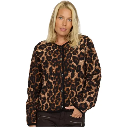 Blazer mit Leopardenmuster und Knopfverschluss , Damen, Größe: 2XL - 2-Biz - Modalova