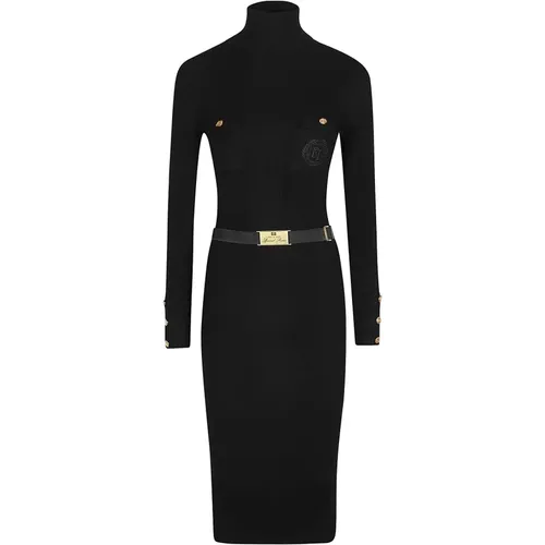 Midi Belted Dress , female, Sizes: M, S, L - Elisabetta Franchi - Modalova