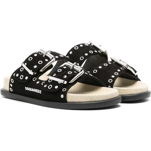 Schwarze Wildledersandalen mit Nieten - Dsquared2 - Modalova