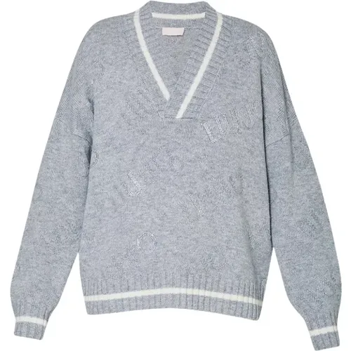 Grauer Pullover mit Charms , Damen, Größe: L - Liu Jo - Modalova