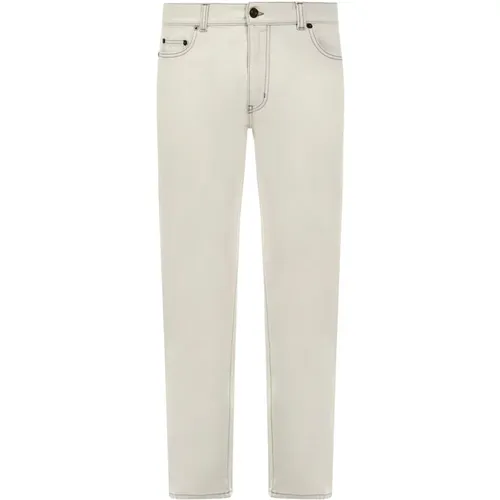 Stylish Cropped Carrot-Fit Grey Jeans , male, Sizes: W30 - Saint Laurent - Modalova