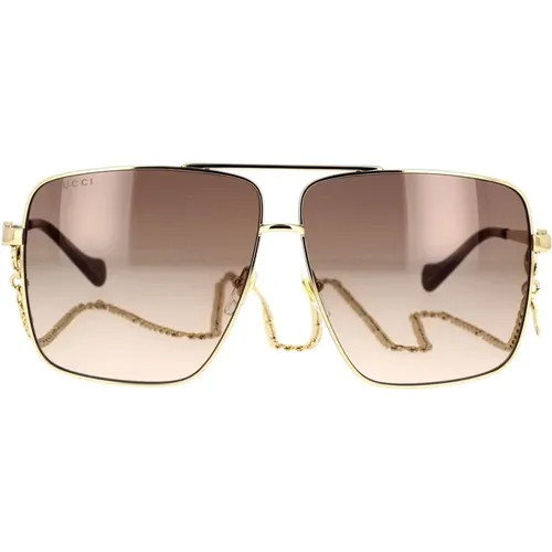 Retro Oversized Sonnenbrille mit abnehmbarer Kette - Gucci - Modalova