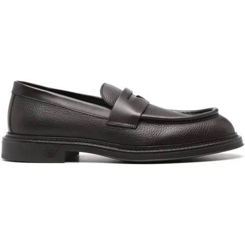 Braune Loafer Schuhe für Herren , Herren, Größe: 41 1/2 EU - Emporio Armani - Modalova